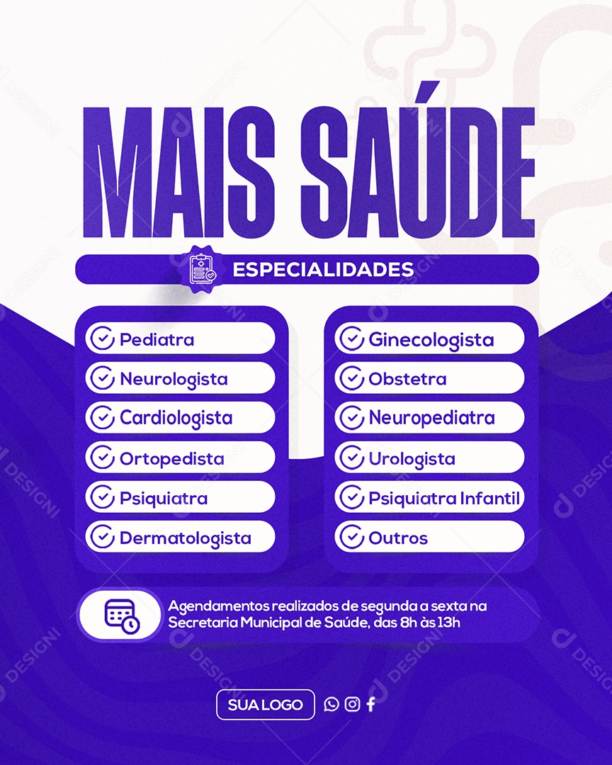 Saúde Especialidades Social Media PSD Editável