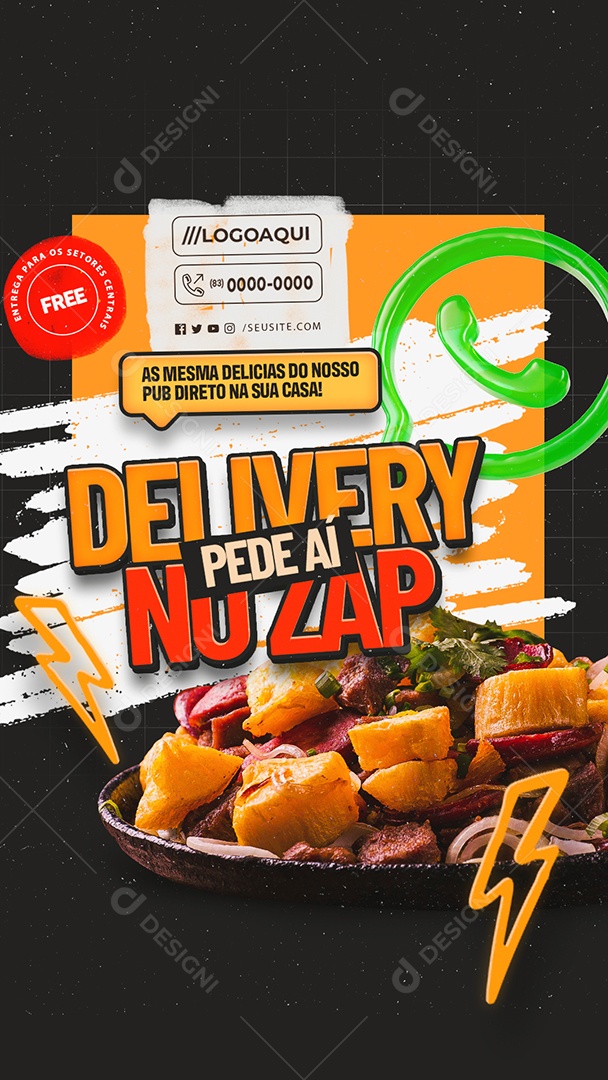 Story Delivery Pede aí nu Zap Social Media PSD Editável