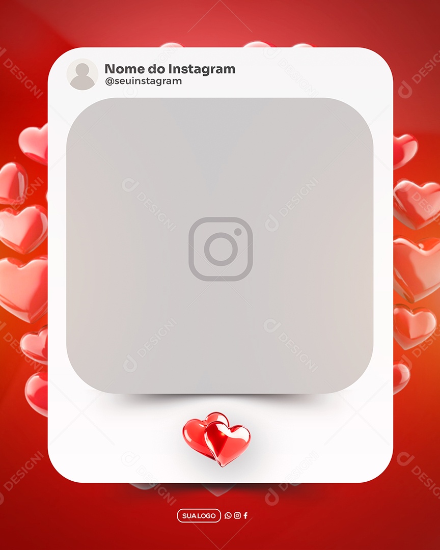 Moldura de Post de Instagram do Dia dos Namorados Social Media PSD Editável