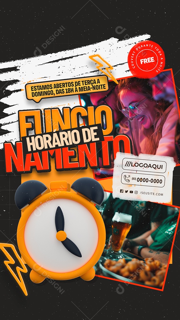 Story Horário de Funcionamento Social Media PSD Editável