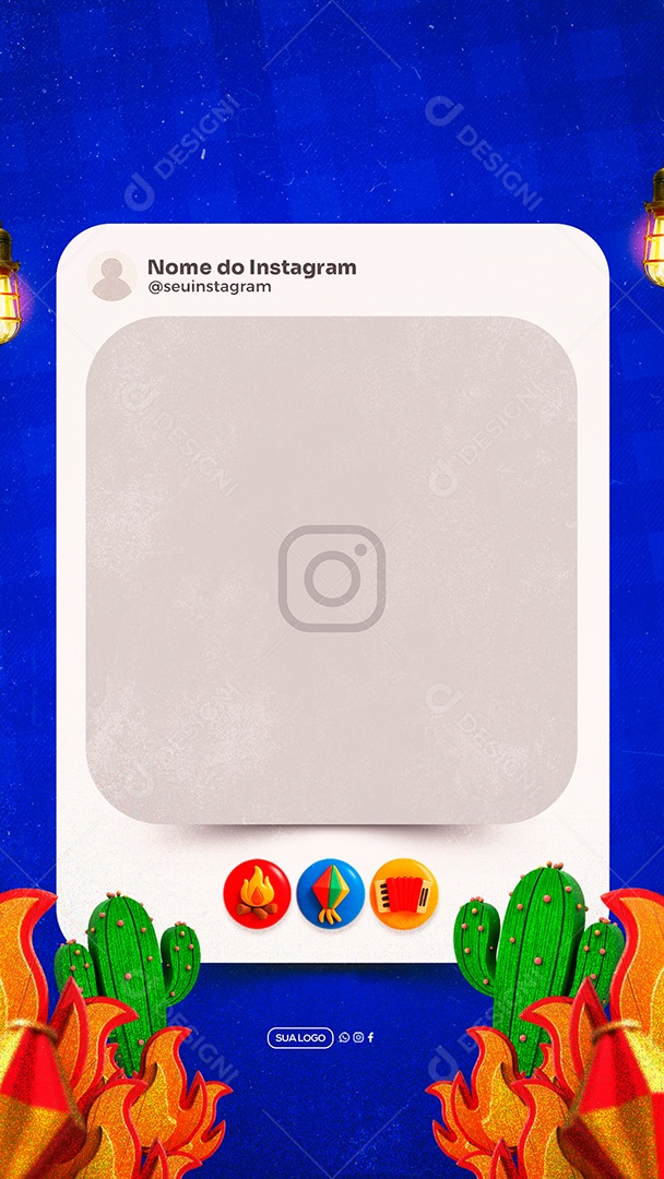 Story Moldura de Post de Instagram de São João Social Media PSD Editável