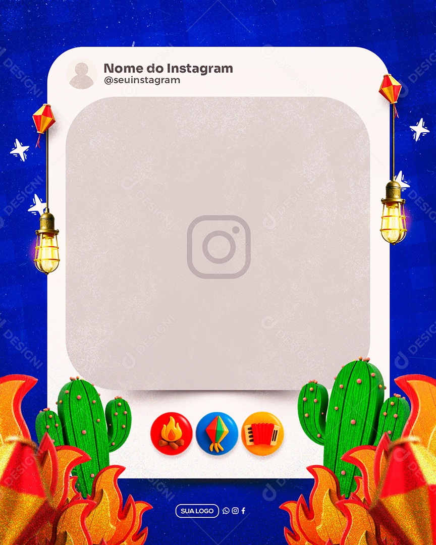 Moldura de Post de Instagram de São João Social Media PSD Editável