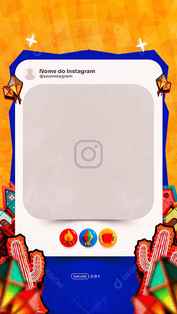 Story Moldura de Post de Instagram de São João Social Media PSD Editável