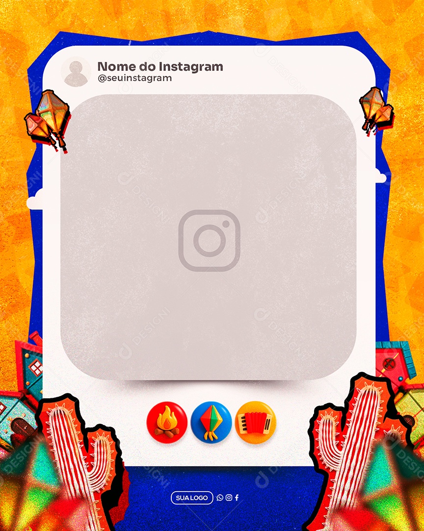 Moldura de Post de Instagram de São João Social Media PSD Editável