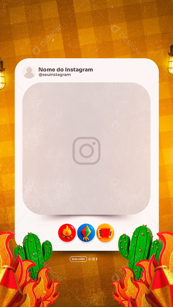 Story Moldura de Post de Instagram de São João Social Media PSD Editável