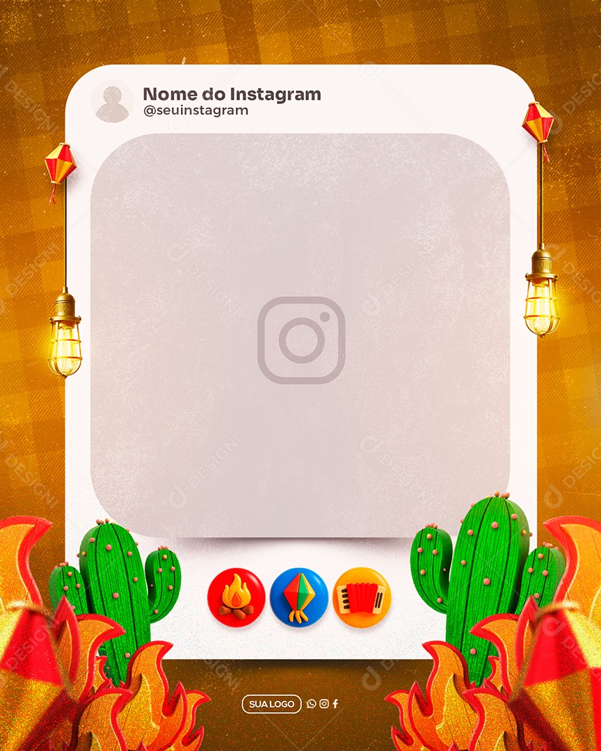 Moldura de Post de Instagram de São João Social Media PSD Editável
