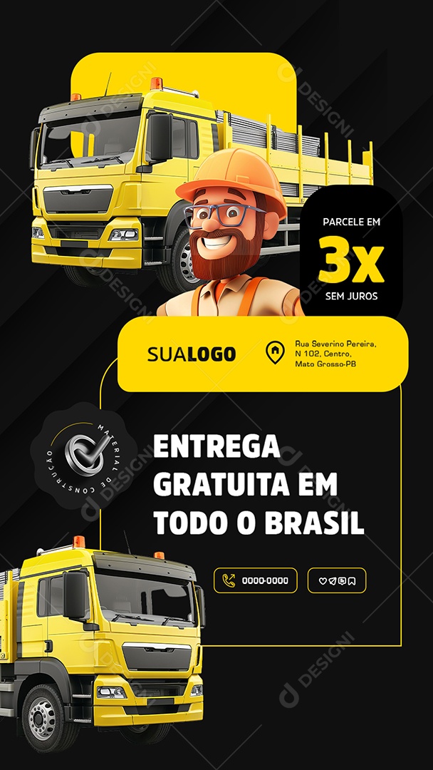 Story Entrega Gratuita em todo o Brasil Social Media PSD Editável