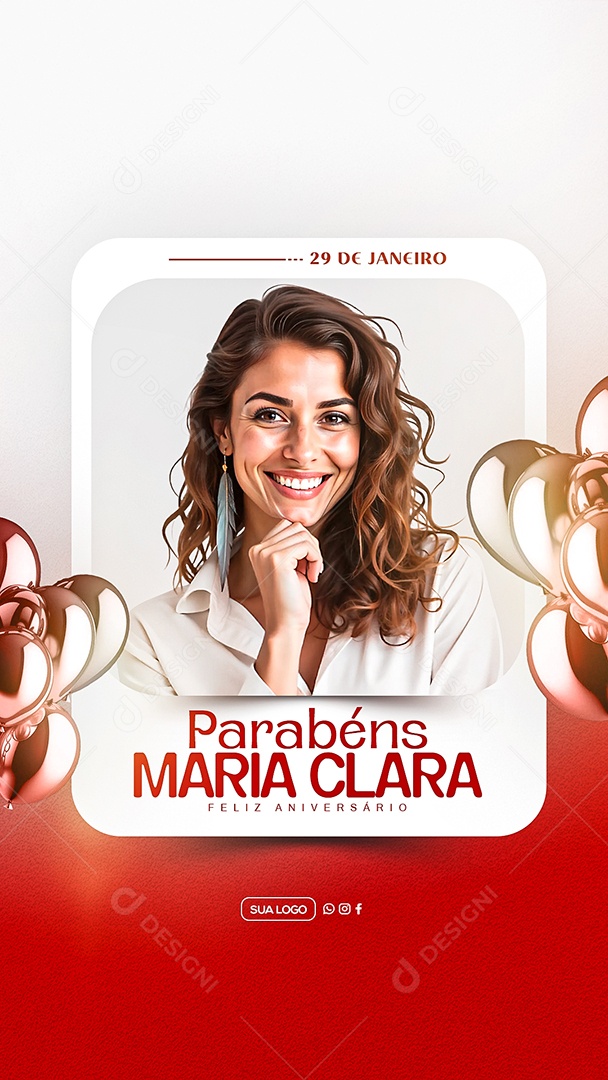 Story Feliz Aniversário Parabéns Maria Clara Social Media PSD Editável