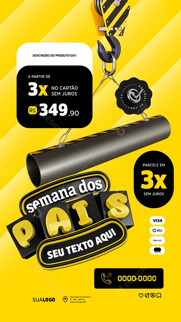 Story Semana dos Pais Material de Construção Parcele Social Media PSD Editável