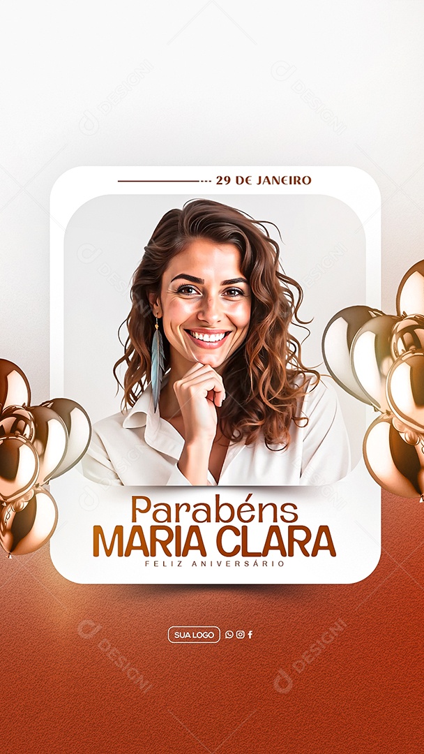 Story Feliz Aniversário Parabéns Maria Clara Social Media PSD Editável