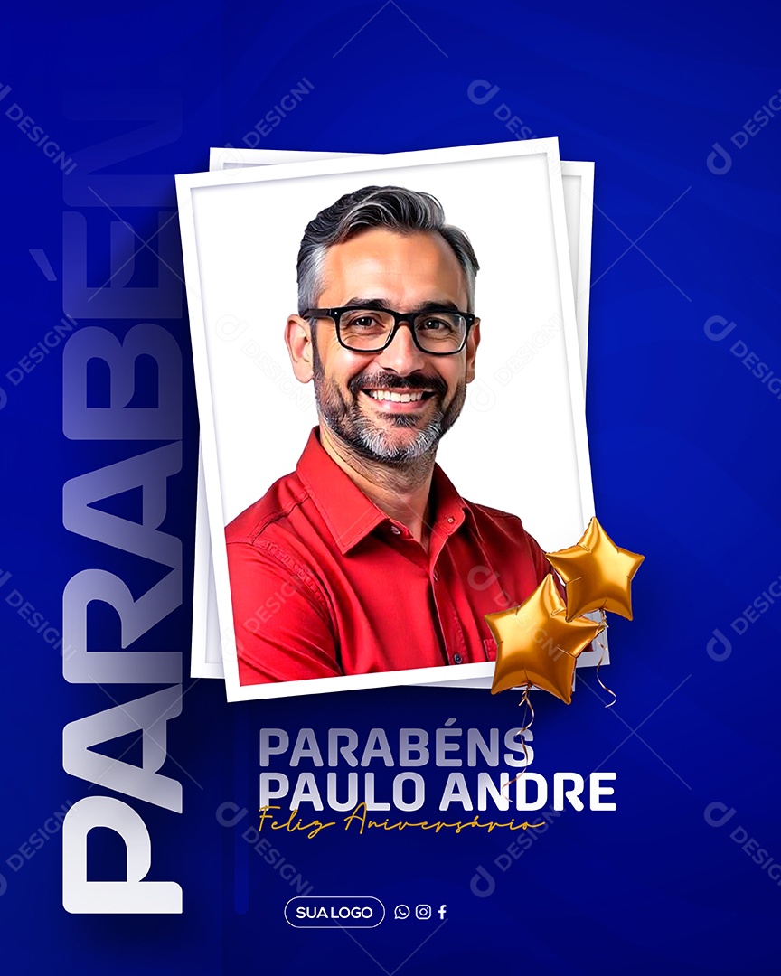 Feliz Aniversário Parabéns Paulo André Social Media PSD Editável