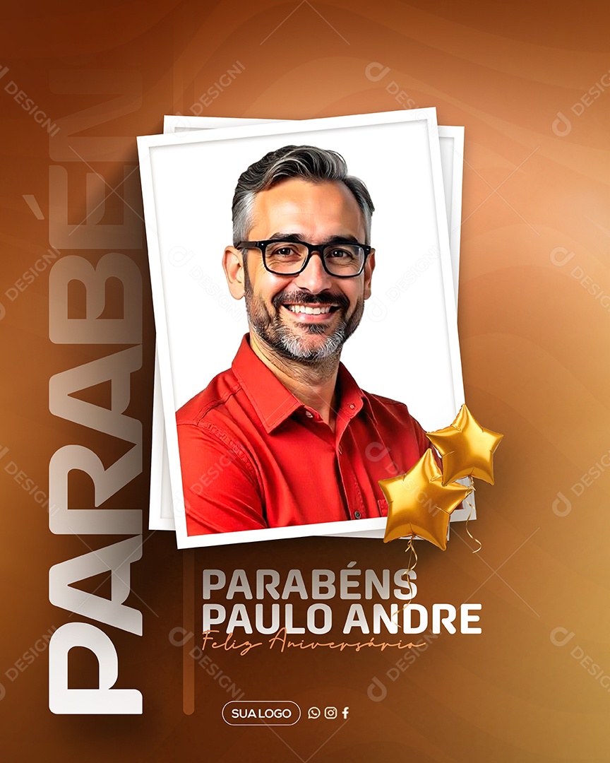 Feliz Aniversário Parabéns Paulo André Social Media PSD Editável