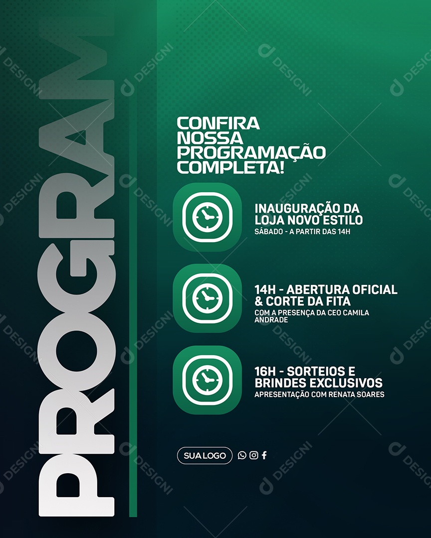 Programação de Inauguração Social Media PSD Editável