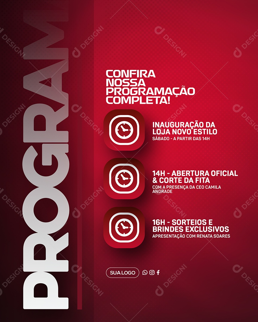 Programação de Inauguração Social Media PSD Editável
