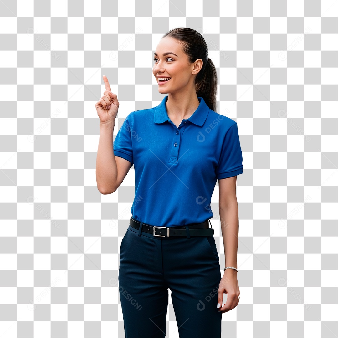 Mulher de Camisa Azul PNG Transparente
