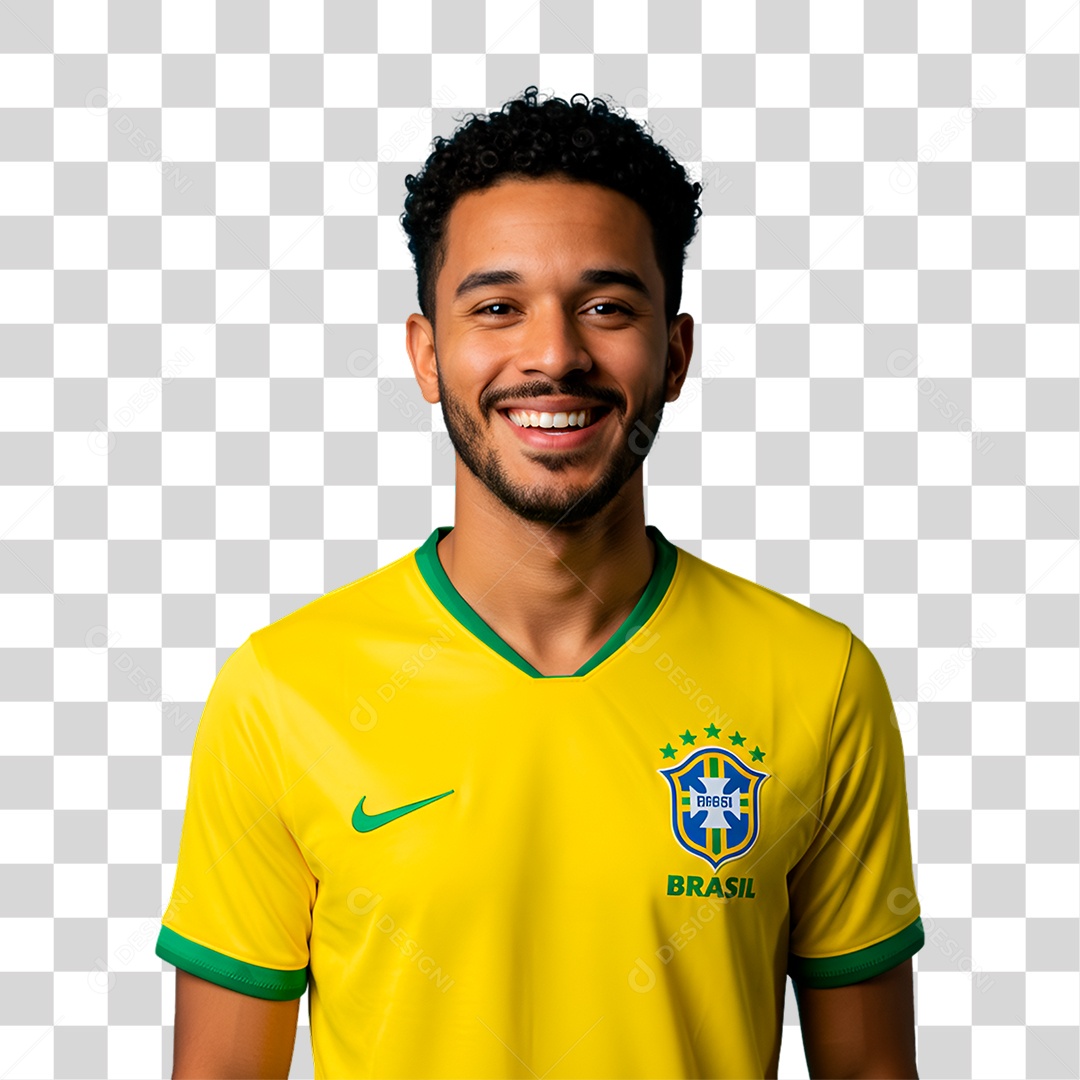 Homem com camisa do Brasil Camisa Seleção Brasileira PNG Transparente