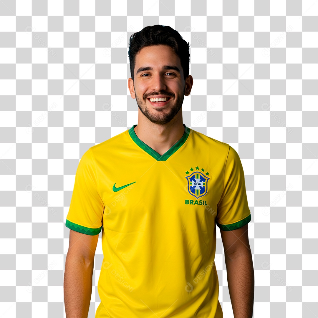 Homem com camisa do Brasil Camisa Seleção Brasileira PNG Transparente