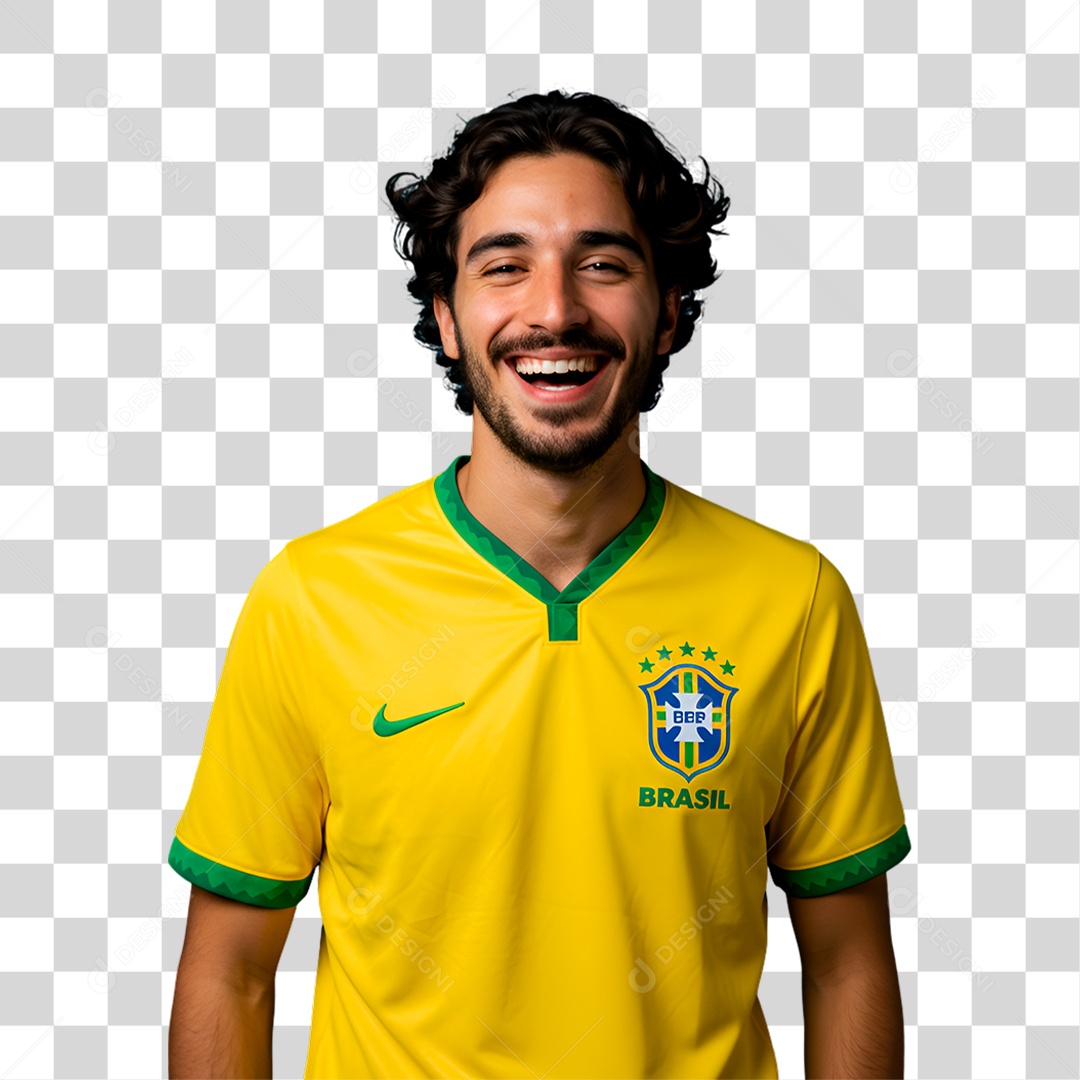 Homem com camisa do Brasil Camisa Seleção Brasileira PNG Transparente