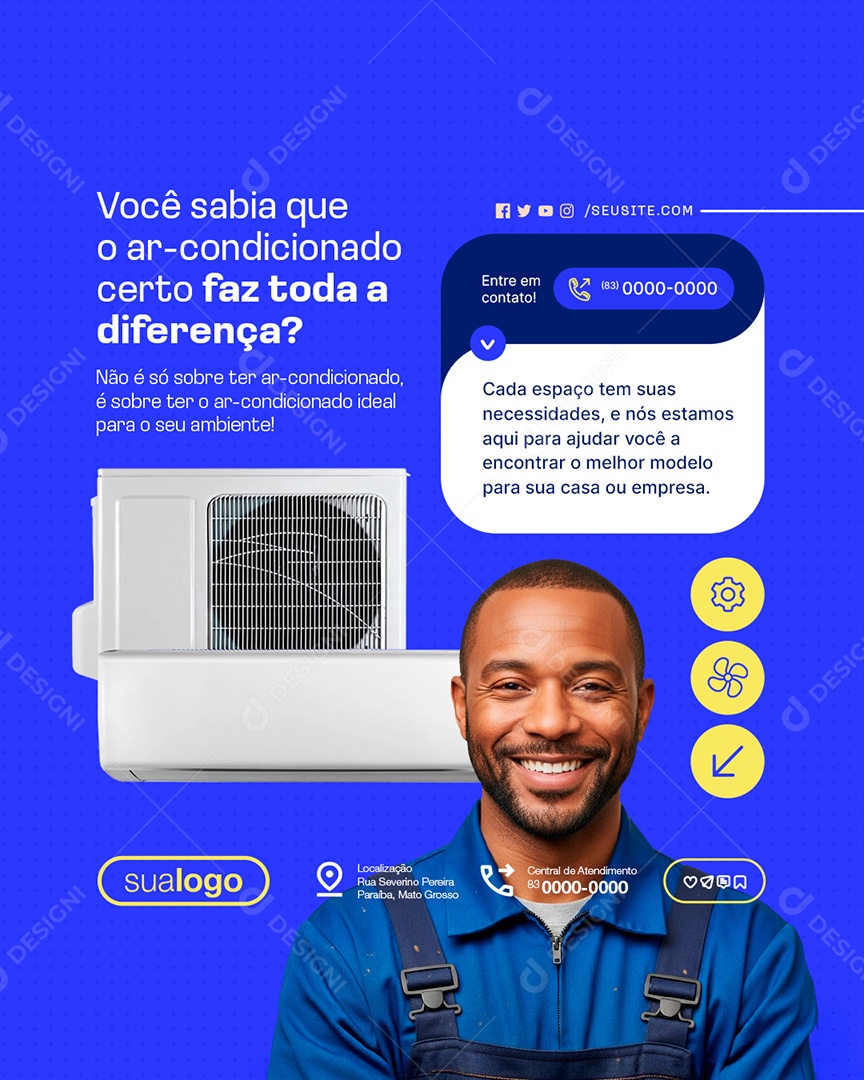 Você Sabia Que o Ar Condicionado Certo Faz Toda a Diferença Social Media PSD Editável