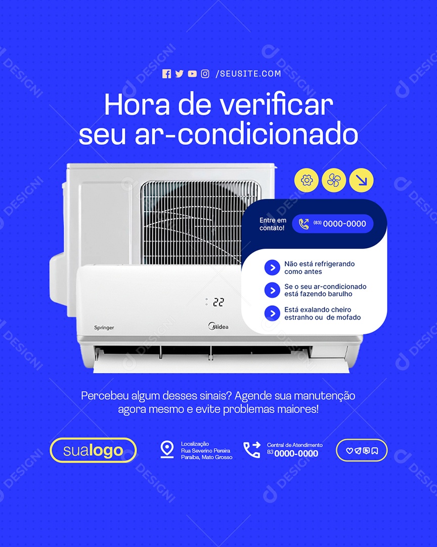 Ar Condicionado Hora de Verificar Social Media PSD Editável