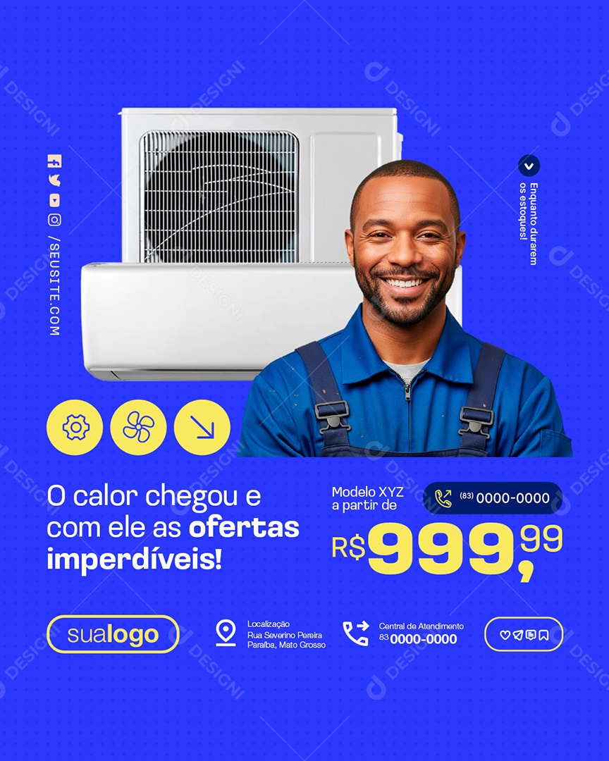 Ar Condicionado O Calor Chegou e Com Ele As Ofertas Social Media PSD Editável