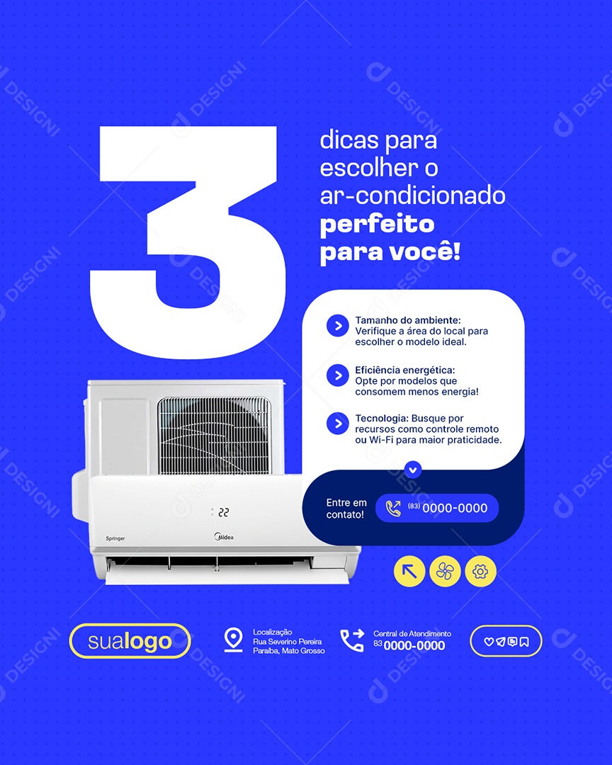 Três Dicas para Escolher o Ar Condicionado Perfeito para Você Social Media PSD Editável
