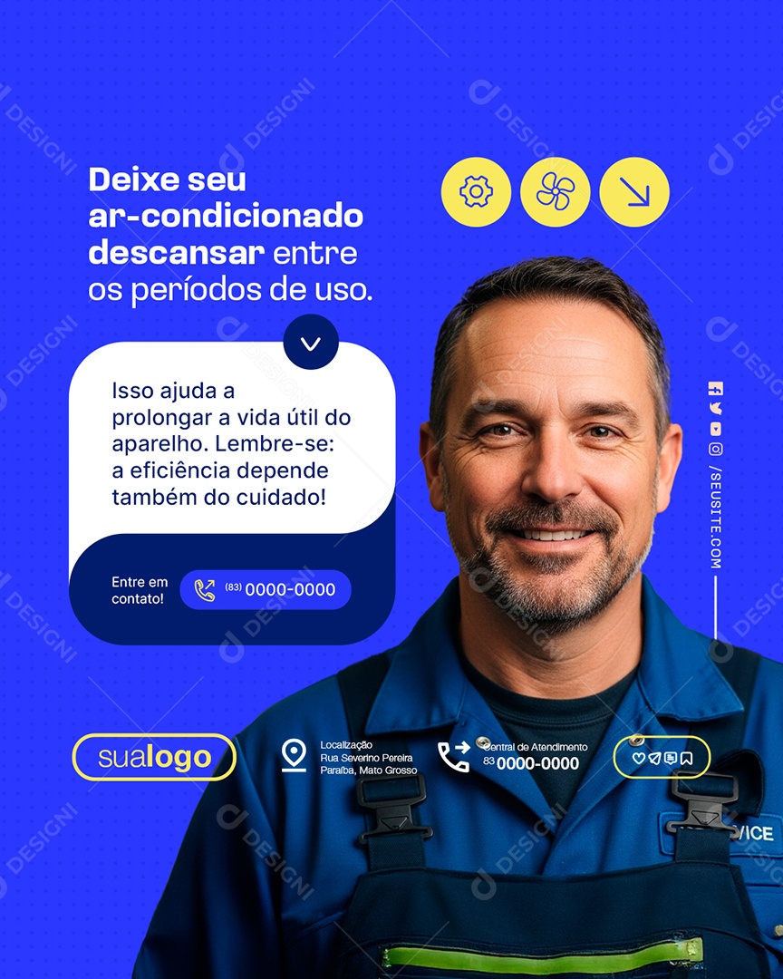 Deixe Seu Ar Condicionado Descansar Social Media PSD Editável