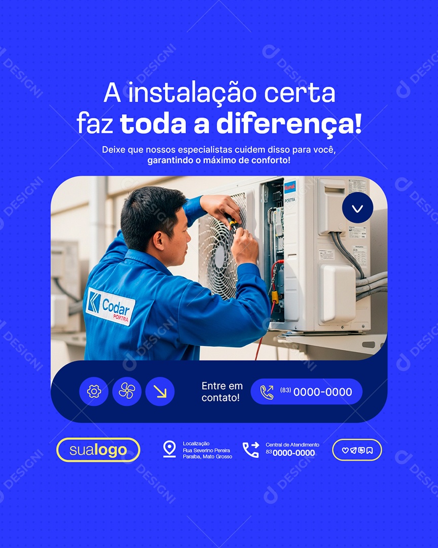 Ar Condicionado A Instalação Certa Social Media PSD Editável