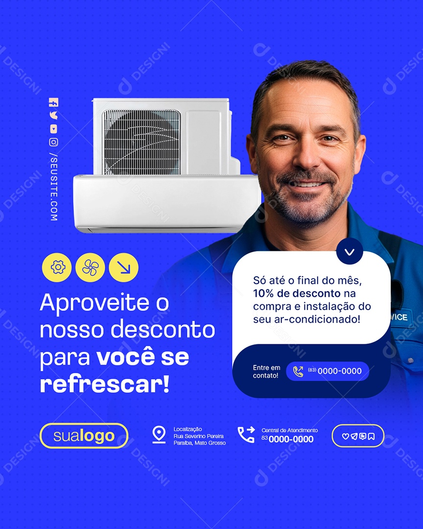 Ar Condicionado Aproveite o Nosso Desconto Social Media PSD Editável