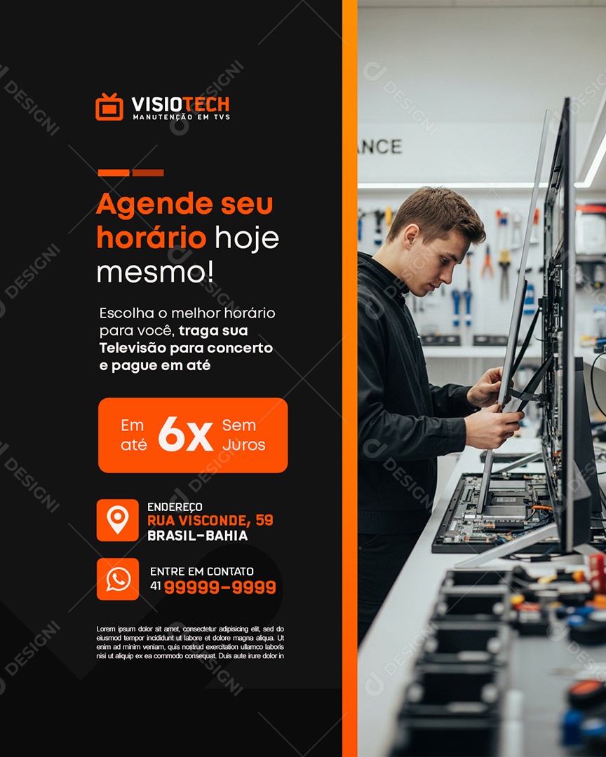 Manutenção De TV Agende Seu Horário Hoje Mesmo Social Media PSD Editável