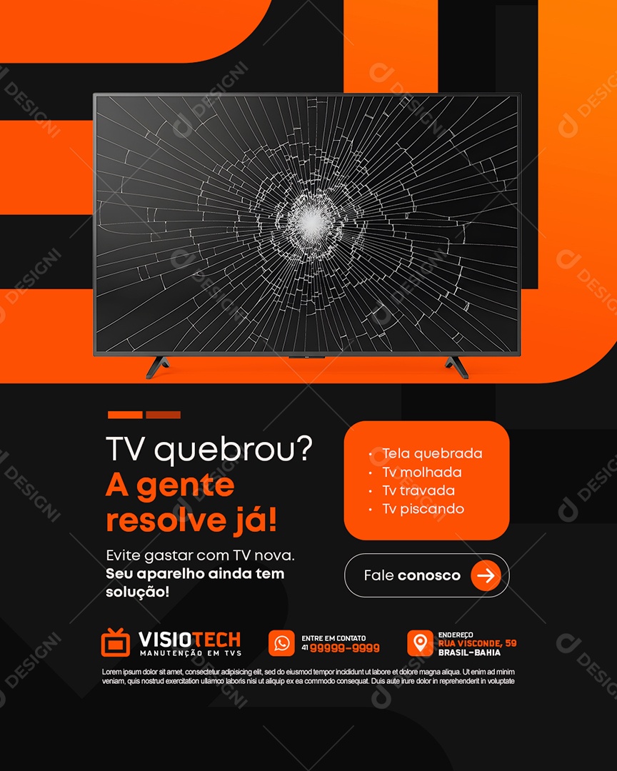 Manutenção De TV A Gente Resolve Já Social Media PSD Editável