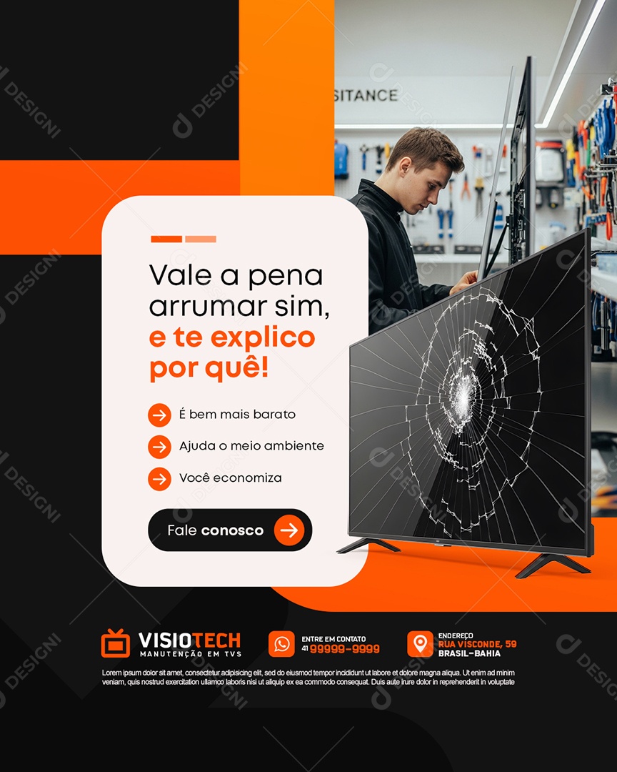 Manutenção De TV Vale a Pena Arrumar Sim Social Media PSD Editável