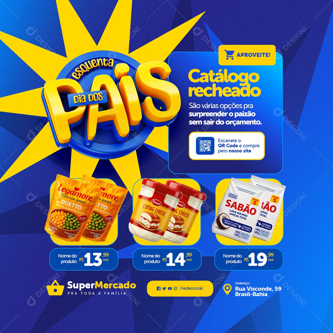 Esquenta Dia Dos Pais Supermercado Catálogo Recheado Social Media PSD Editável