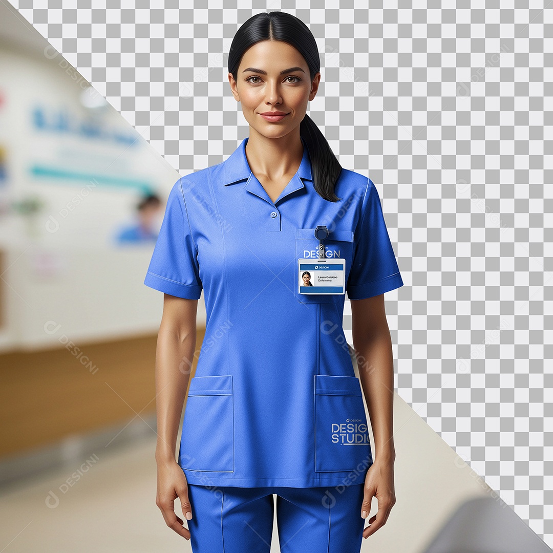 Mockup Uniforme De Enfermeira PSD Editável
