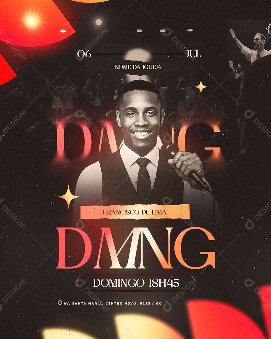 Flyer Gospel Domingo Social Media PSD Editável