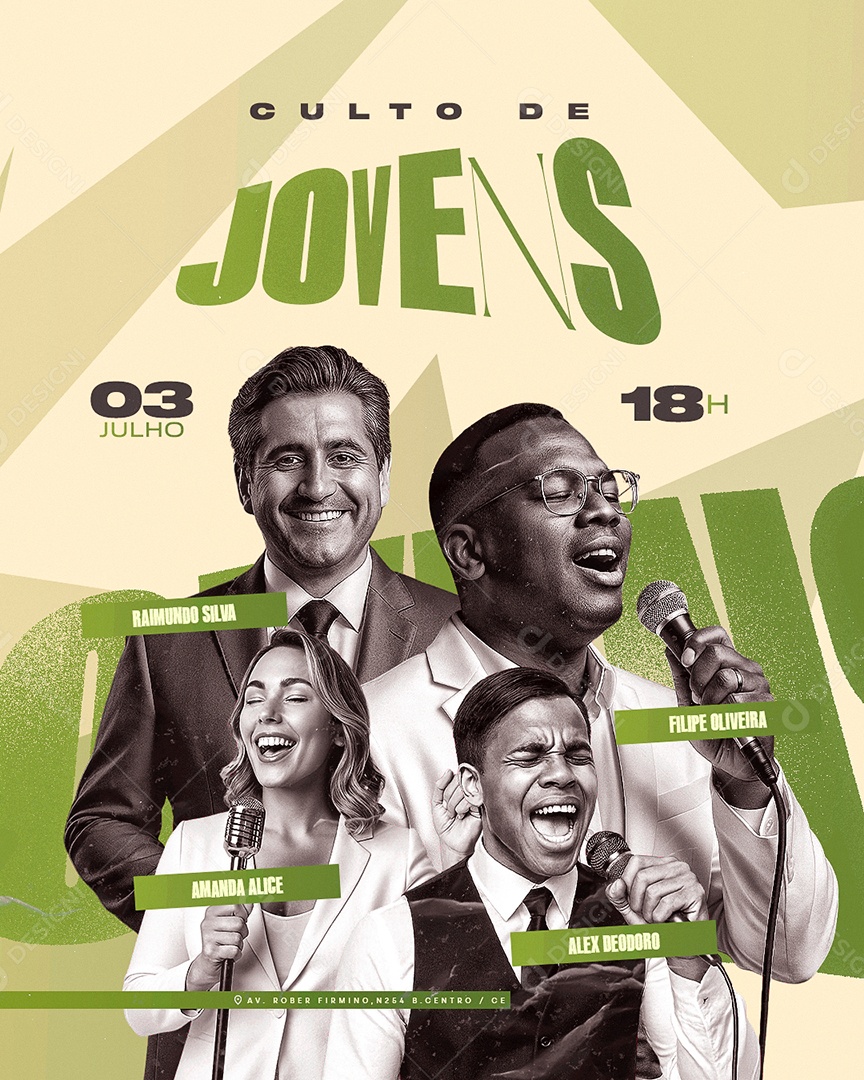 Flyer Gospel Culto De Jovens Social Media PSD Editável