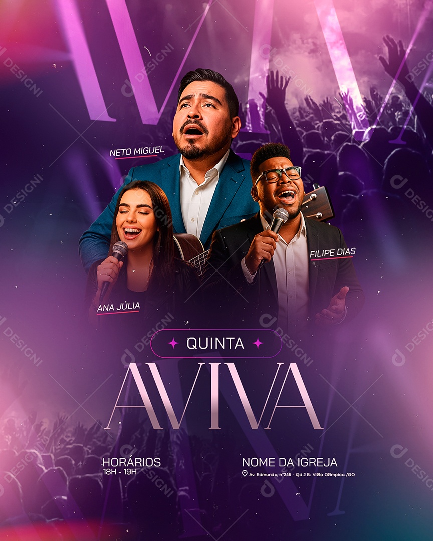 Flyer Gospel Quinta Aviva Social Media PSD Editável