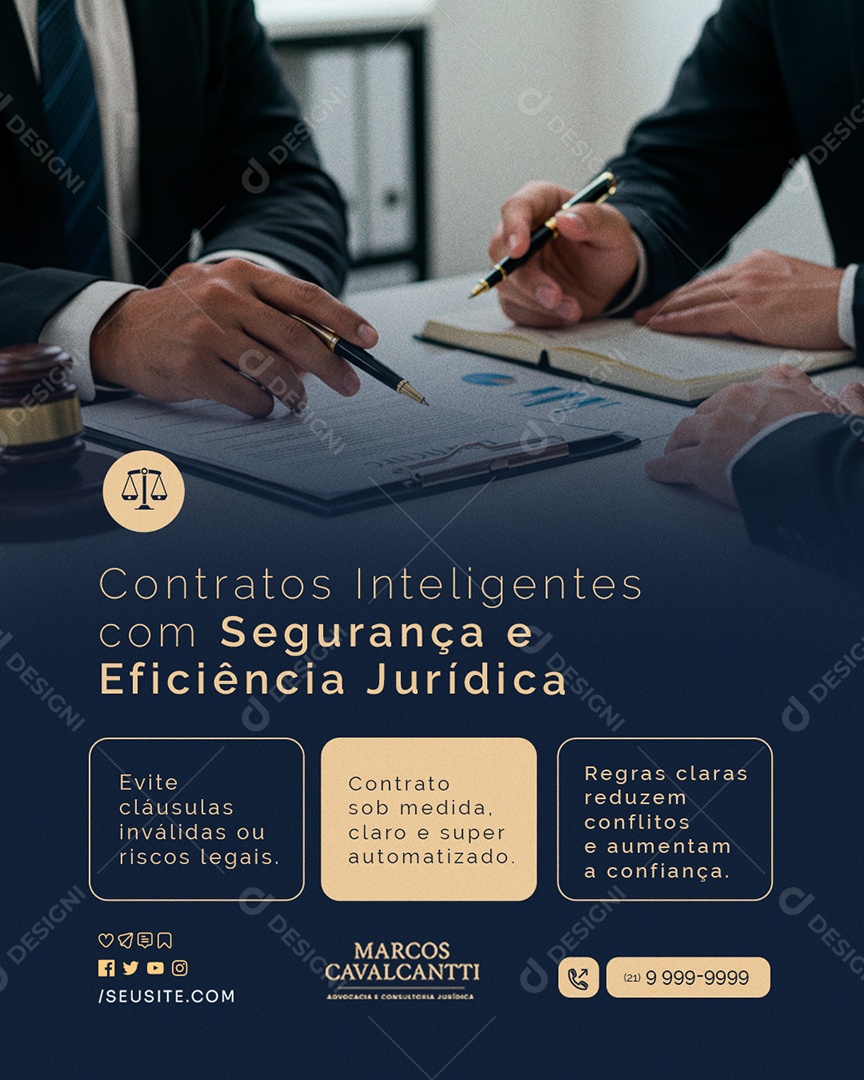 Advocacia Contratos Inteligentes com Segurança e Eficiência Social Media PSD Editável