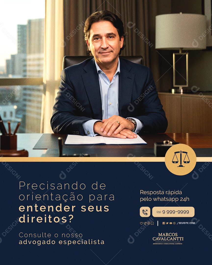 Advocacia Precisando de Orientação para Entender Seus Direitos Social Media PSD Editável