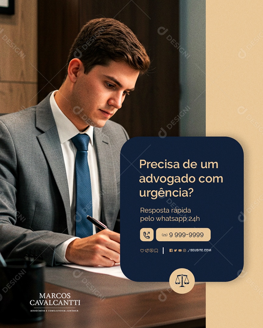 Advocacia Precisa de Um Advogado com Urgência Social Media PSD Editável