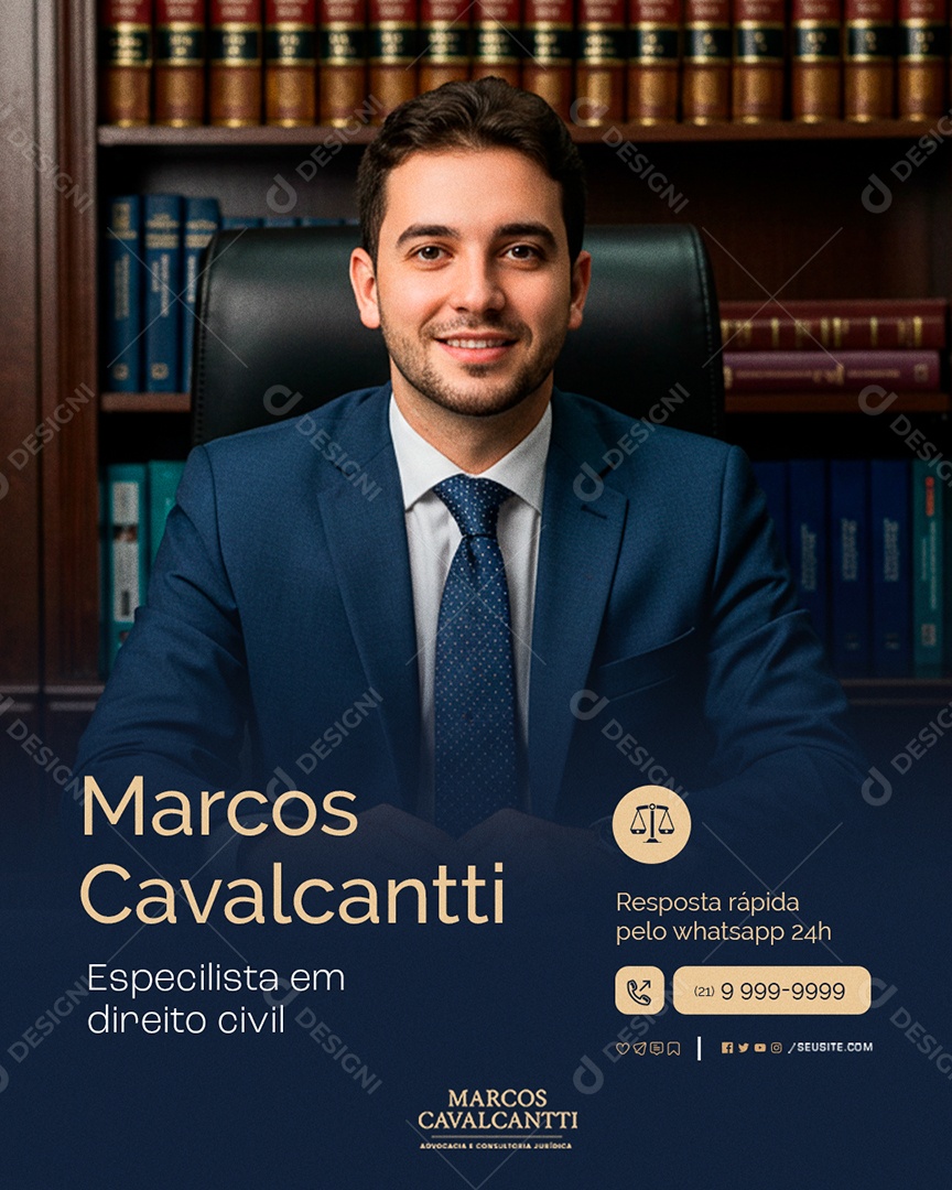 Advocacia Marcos Cavalcantti Social Media PSD Editável