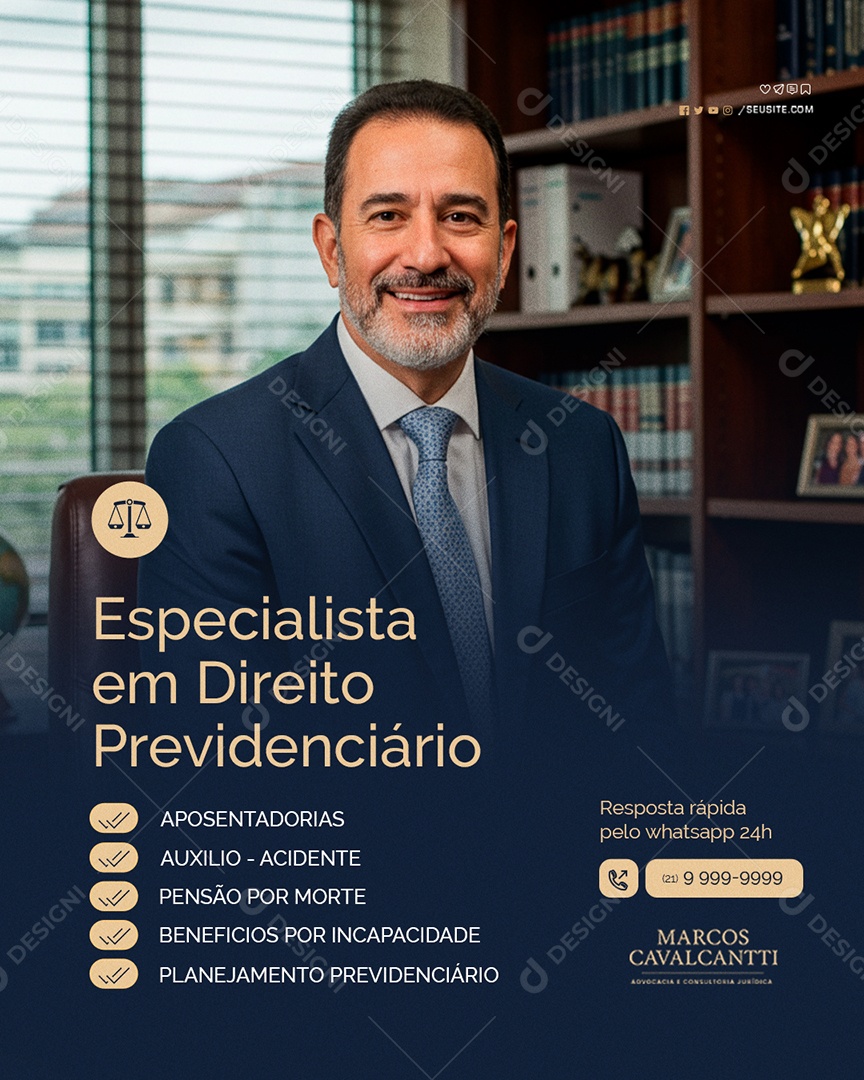 Advocacia Especialista em Direito Previdenciário Social Media PSD Editável