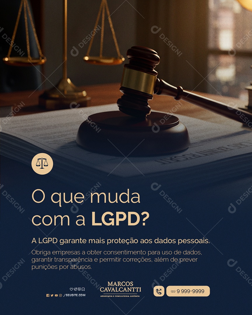 Advocacia O Que Muda com A LGPD Social Media PSD Editável