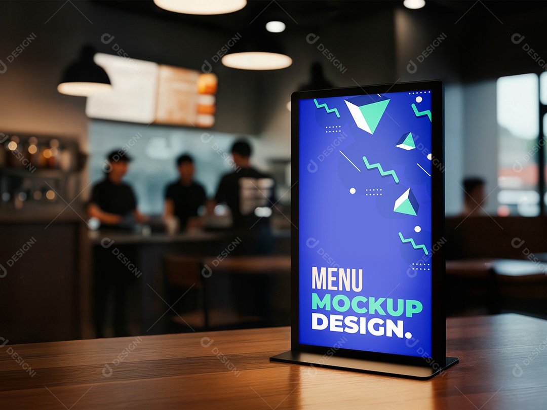 Cardápio na Mesa do Restaurante Mockup PSD Editável