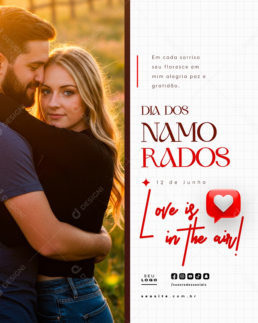 Feliz Dia Dos Namorados Social Media PSD Editável