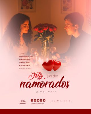 Felizv Dia dos Namorados 12 de Junho Social Media PSD Editável