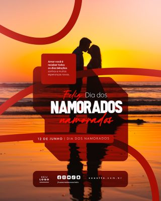 Feliz Dia dos Namorados 12 de Junho Social Media PSD Editável