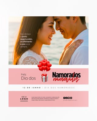 Feliz Dia dos Namorados 12 de Junho Social Media PSD Editável