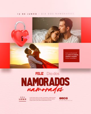 Feliz Dia dos Namorados 12 de Junho Social Media PSD Editável