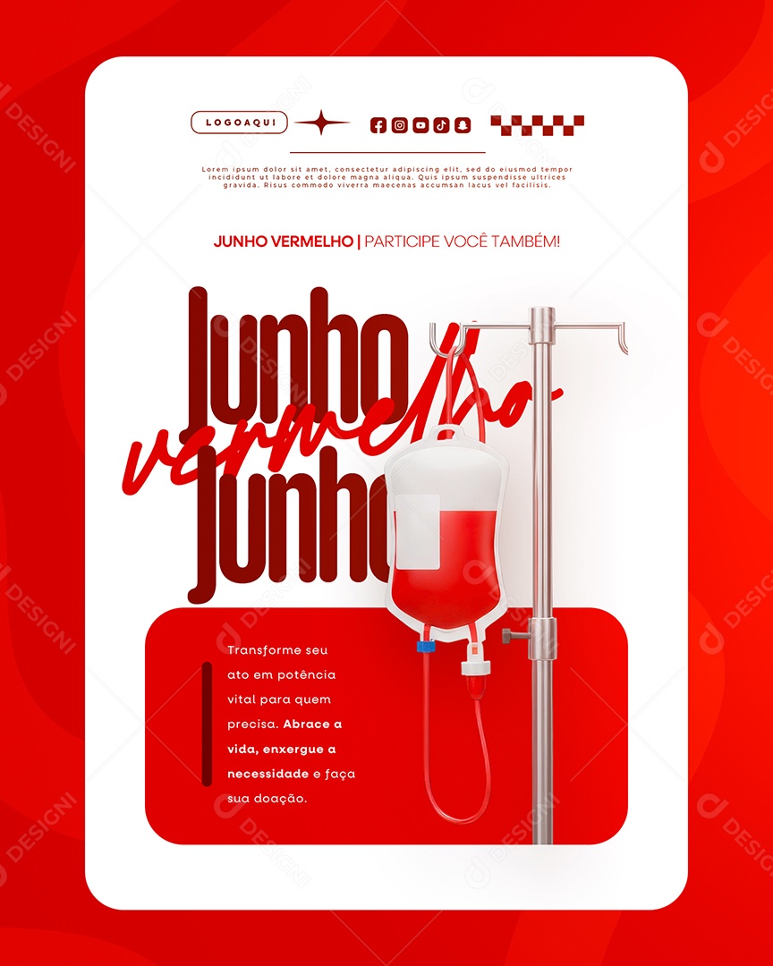 Junho Vermelho Social Media PSD Editável